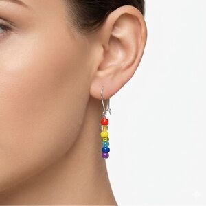 Handmade Rainbow Bead Dangle Earrings